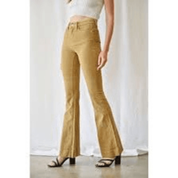 Women High Rise Geisha Jeans Flared Bootcut Tan Denim Caramel size S - Picture 1 of 7
